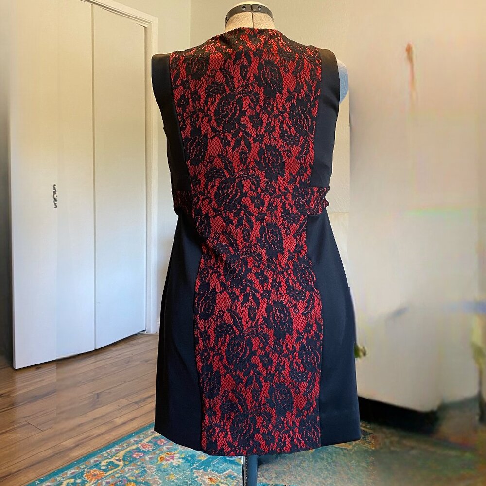 Enfocus Studio Size 12 Short Black and Red Lace Dress